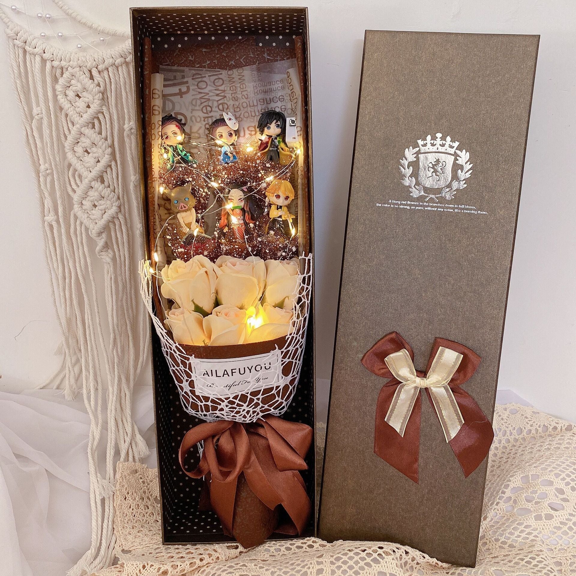 Kamado Tanjirou Handmade Rose Soap LED Bouquet For Romantic