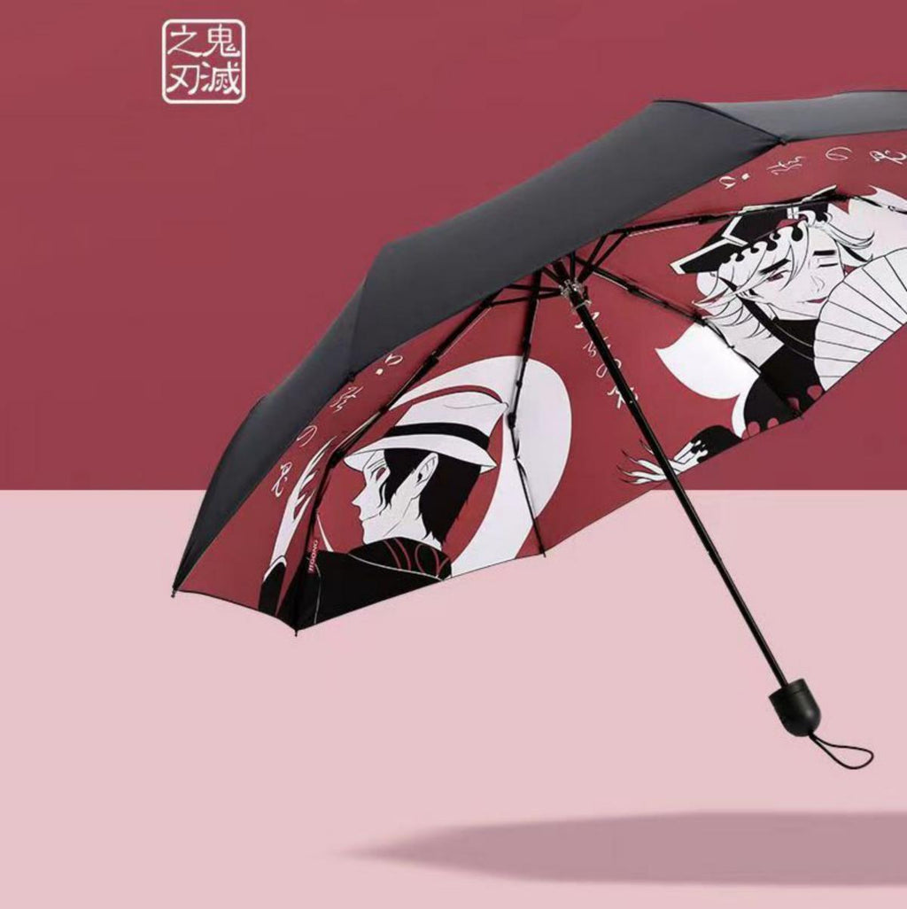 Tanjiro/Nezuko Foldable Umbrella with Character Print Full Metal Handle Anime Rain Gear for Fans