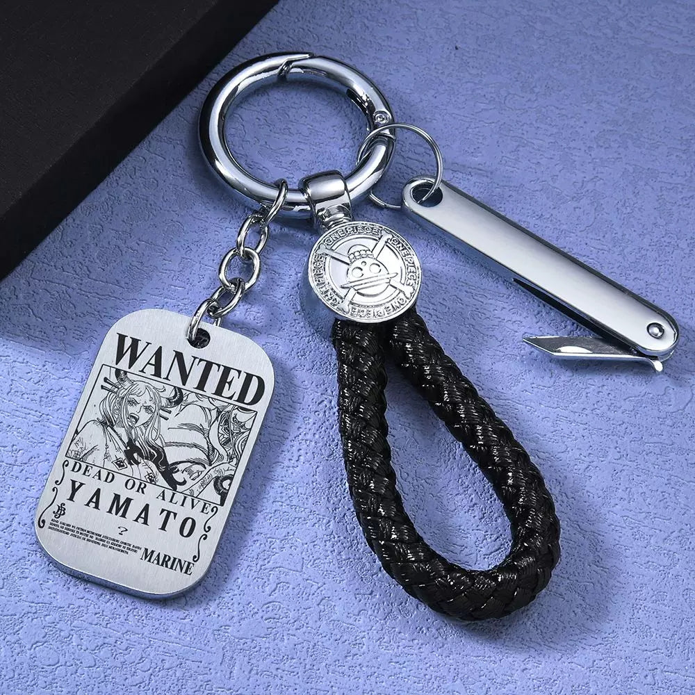 Luffy/Zoro/Sanji Wanted Keychain with Braided Strap & Multi-Tool Knife