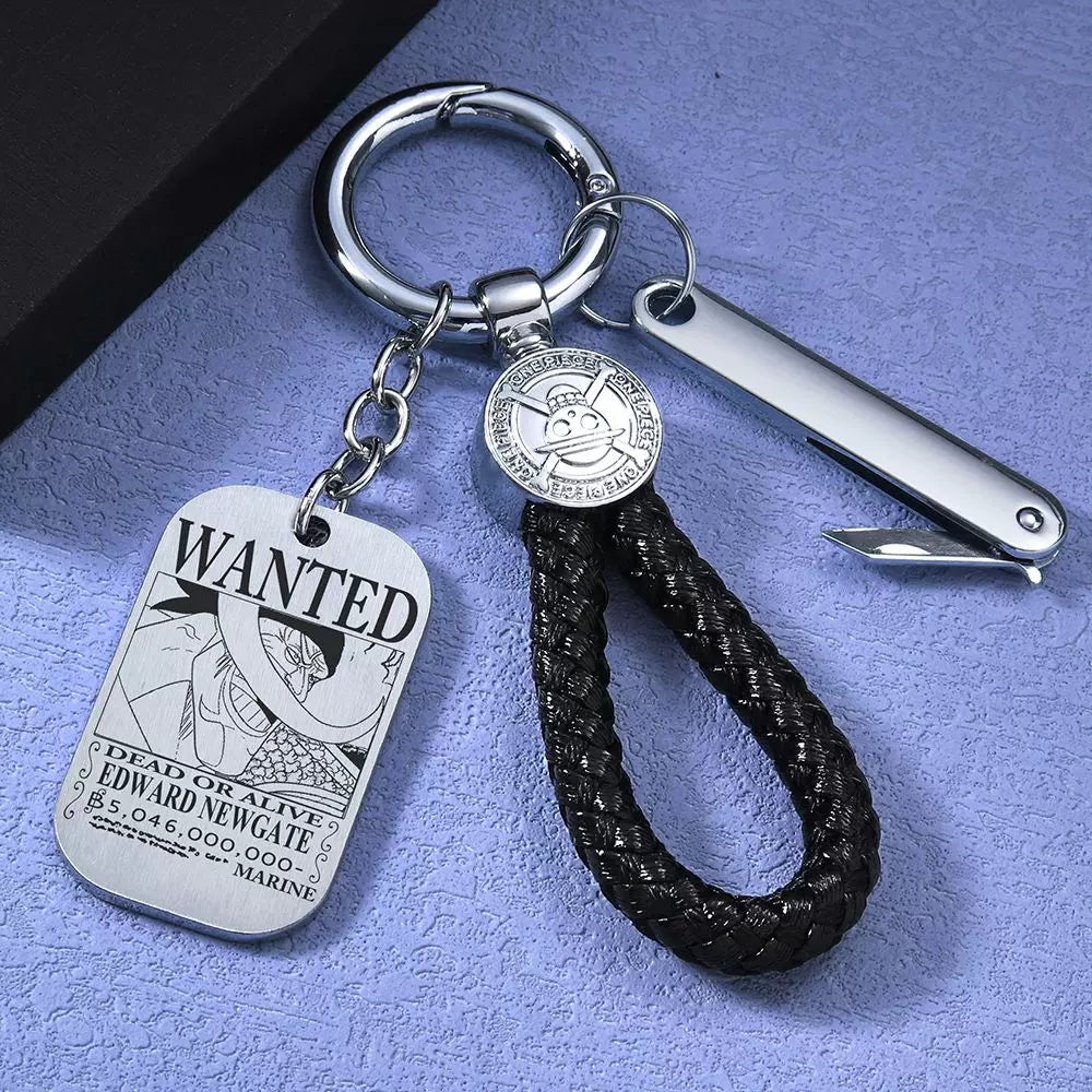 Luffy/Zoro/Sanji Wanted Keychain with Braided Strap & Multi-Tool Knife