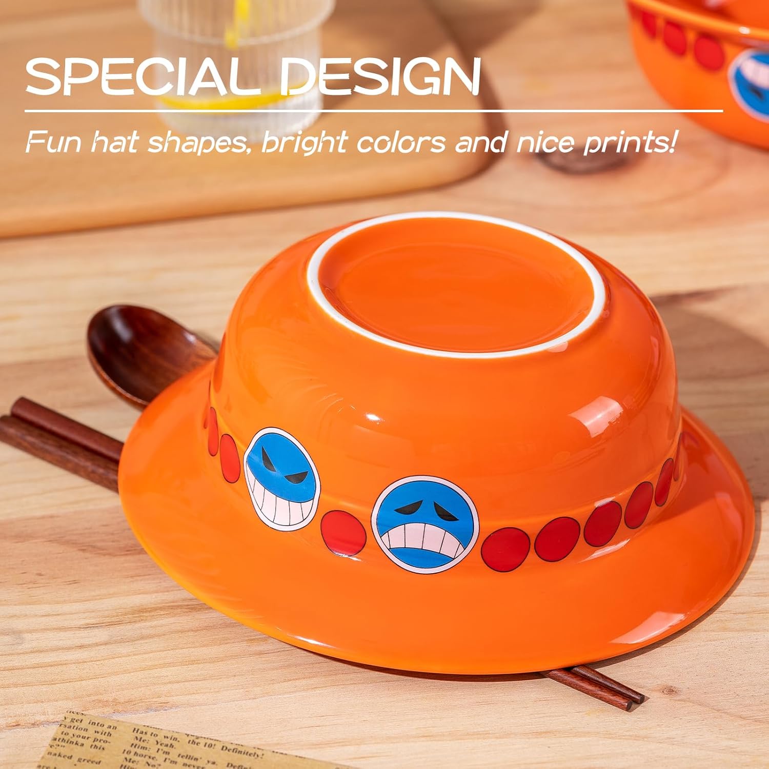 Luffy/Ace/Sabo role logo lovely cartoon interesting straw hat bowl