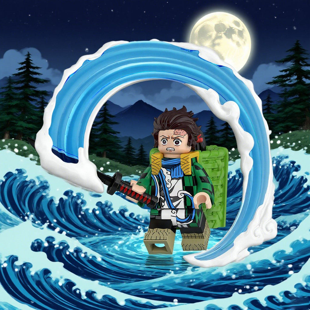 Tanjiro/Zenitsu/Inosuke Anime Minifigures Lego Compatible Blocks with Flame Water Effects Otaku Collectibles Featuring