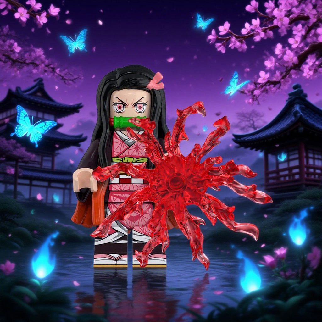 Tanjiro/Zenitsu/Inosuke Anime Minifigures Lego Compatible Blocks with Flame Water Effects Otaku Collectibles Featuring