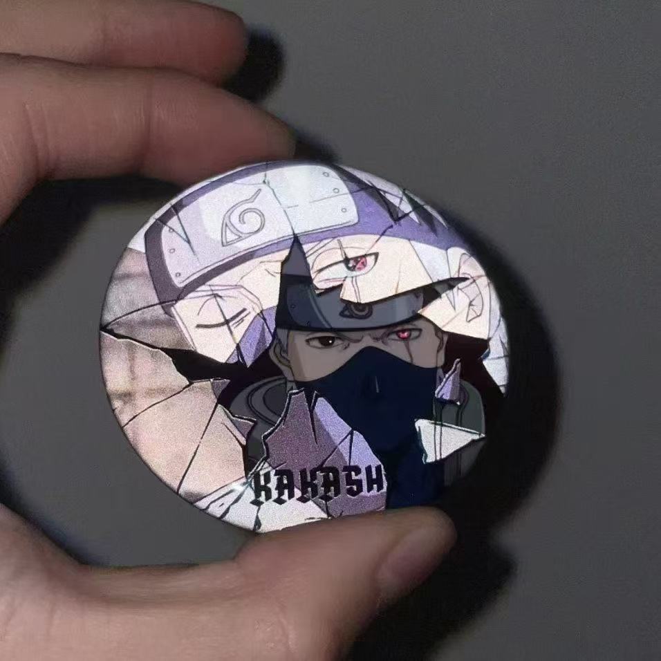 Sasuke/Kakashi/Madara Anime Reflective Badge Night Glow Character Pin Cool Backpack Decor for Otaku Featuring