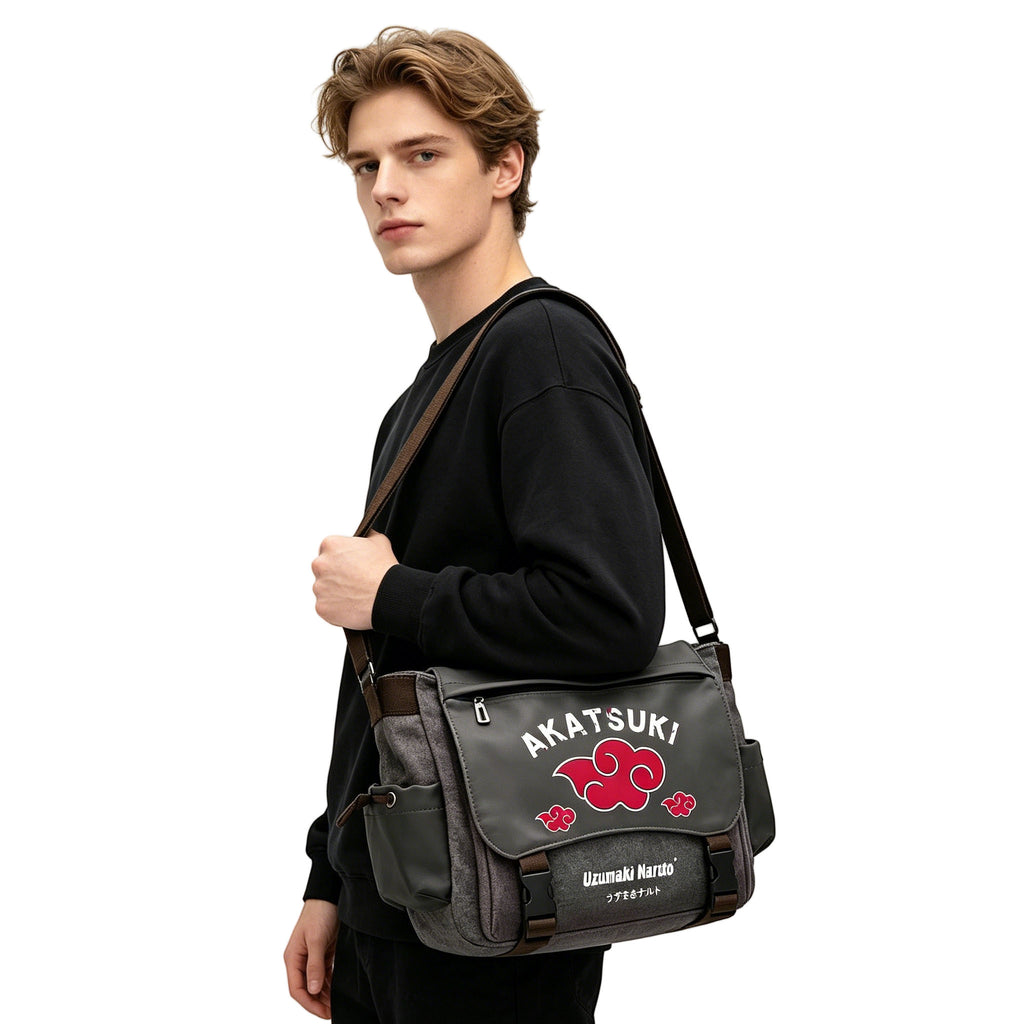 Uzumaki Naruto & Sasuke Uchiha Vintage Canvas Messenger Bag | Adjustable Strap Crossbody Shoulder Bag