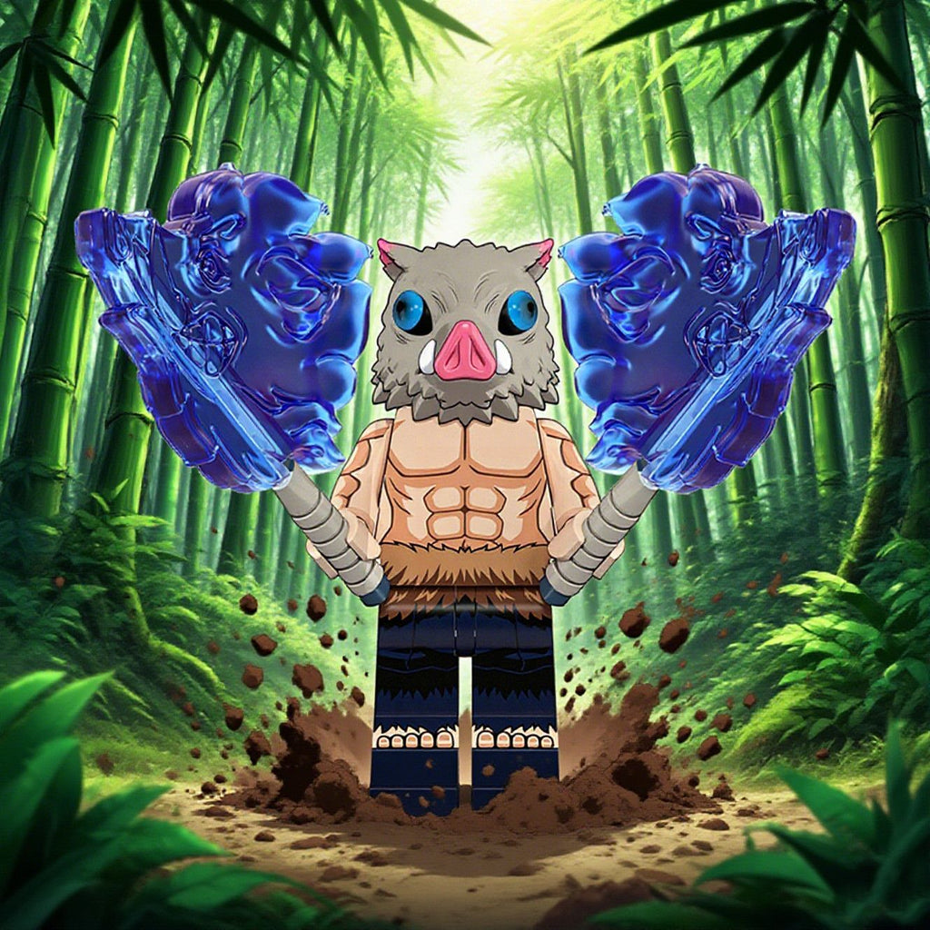 Tanjiro/Zenitsu/Inosuke Anime Minifigures Lego Compatible Blocks with Flame Water Effects Otaku Collectibles Featuring