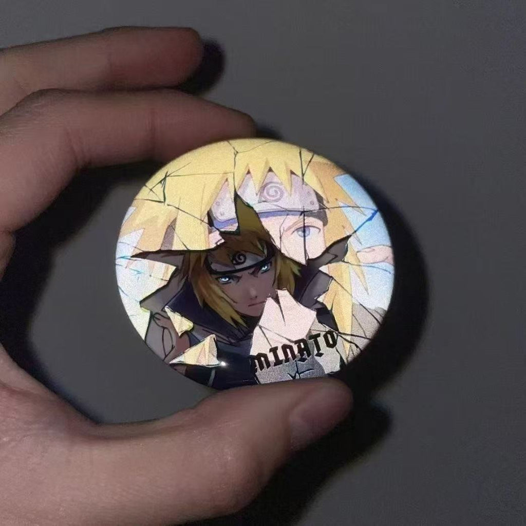 Sasuke/Kakashi/Madara Anime Reflective Badge Night Glow Character Pin Cool Backpack Decor for Otaku Featuring