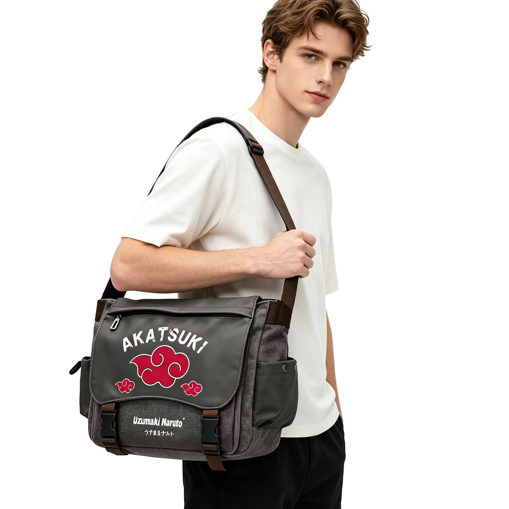 Uzumaki Naruto & Sasuke Uchiha Vintage Canvas Messenger Bag | Adjustable Strap Crossbody Shoulder Bag