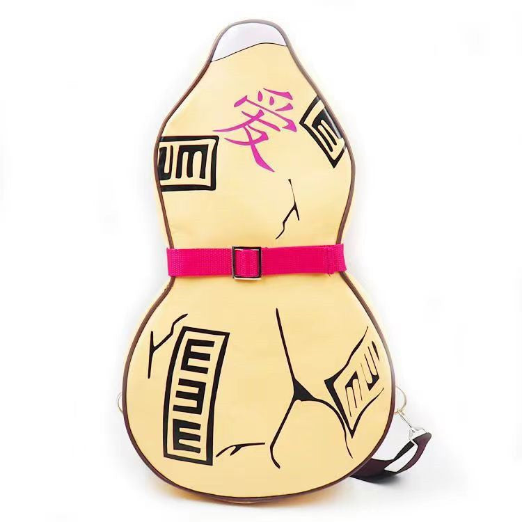 Gaara Gourd Backpack Anime Cosplay Shoulder Bag Otaku Collectible Accessory with Pink Buckle and Unique Design
