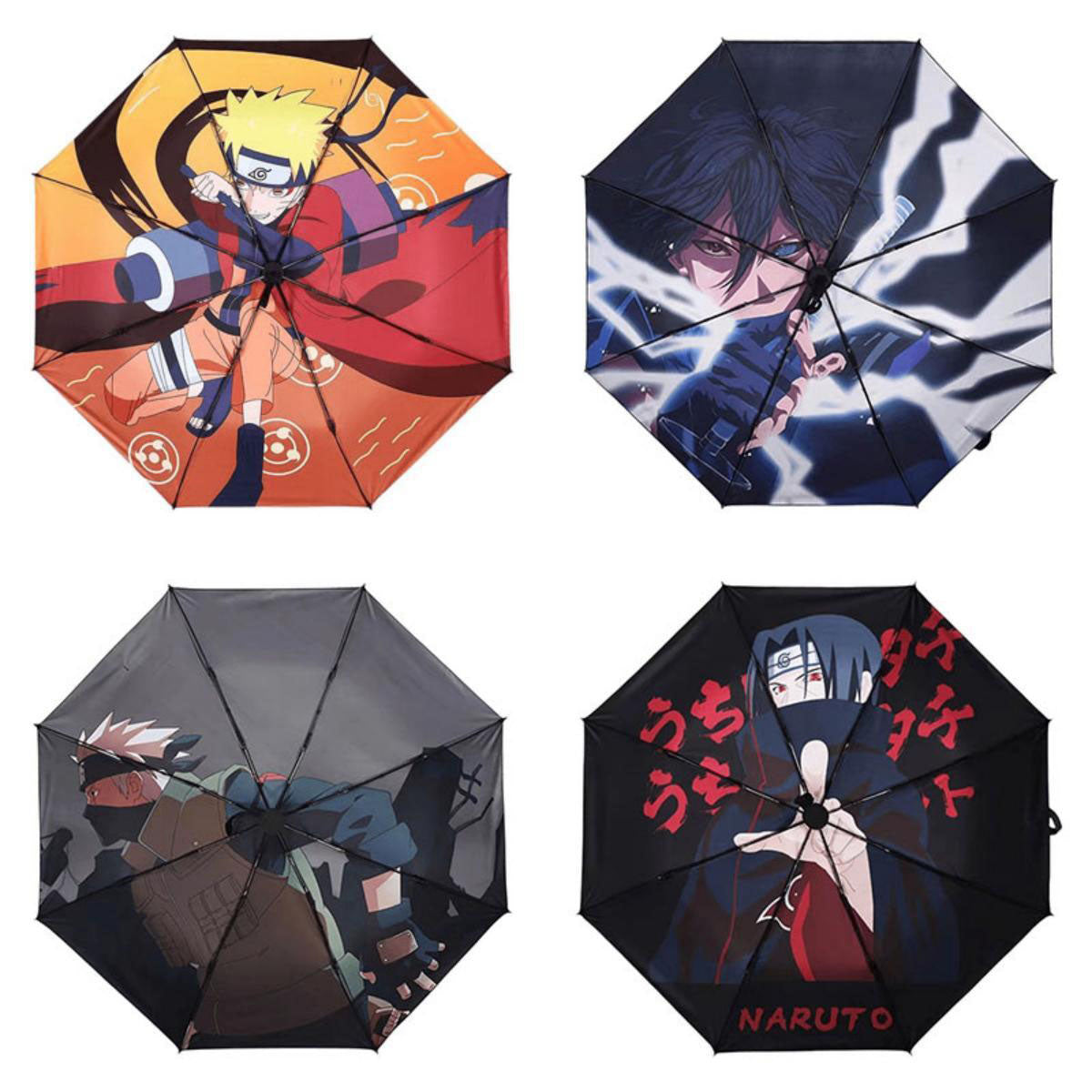 Sasuke/Kakashi/Itachi Anime Umbrella Windproof Waterproof Folding Umbrella with Character Print Rain Gear for Ninja Fans