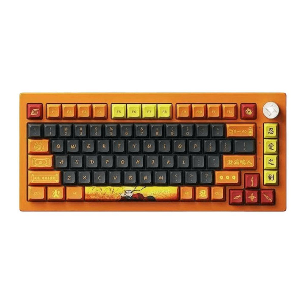 Uzumaki Naruto Themed Mechanical Keyboard, Hot-Swappable RGB Gaming Keyboard with Custom PBT Keycaps, Knob Control & Anime Style Artisan Keycap