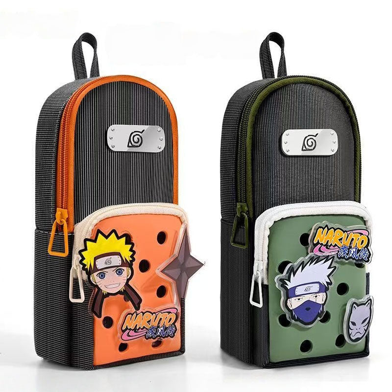 Kakashi Backpack Pencil Case Large Capacity Removable Charms Durable Oxford Fabric for Students Perfect for School Supplies
