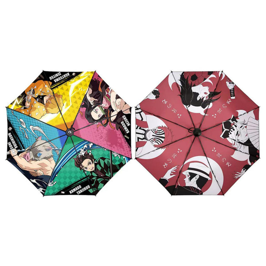 Tanjiro/Nezuko Foldable Umbrella with Character Print Full Metal Handle Anime Rain Gear for Fans