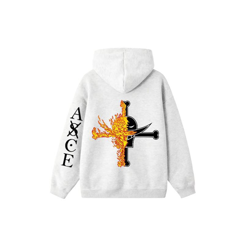 Ace Flame Fruit Hoodie Oversized Anime Print Pullover Cozy Streetwear for Fans Comfortable & Stylish