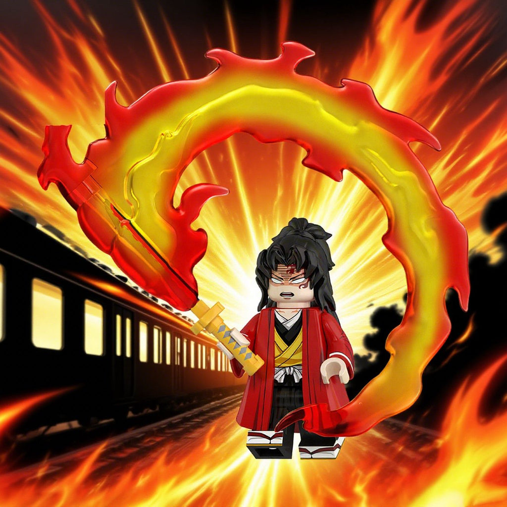 Tanjiro/Zenitsu/Inosuke Anime Minifigures Lego Compatible Blocks with Flame Water Effects Otaku Collectibles Featuring