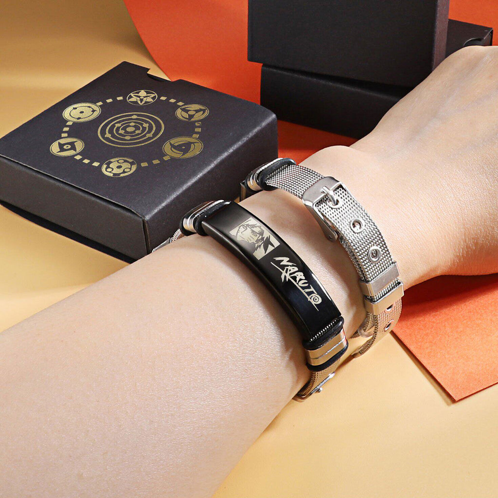 Sasuke/Kakashi/Itachi Fire Shadow Ninja Anime Bracelet Stainless Steel Character Wristband