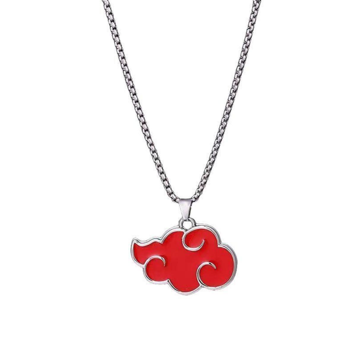 Naruto Akatsuki Cloud & Sharingan Stainless Steel Necklace Collectible Anime Accessory with Tin Box