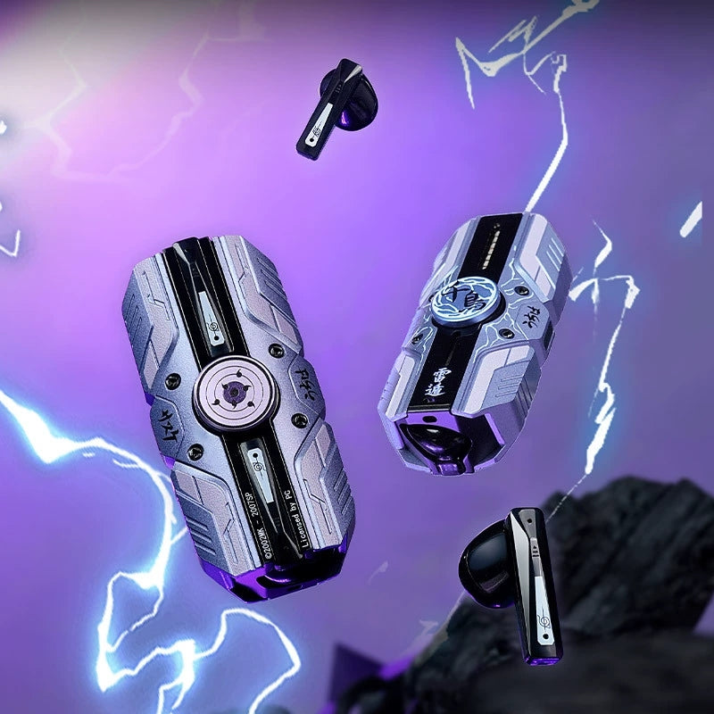 Uchiha Sasuke Anime Bluetooth Earbuds with Light-Up Spinner Case for Enhanced Listening Experience Wireless Headphones for Anime Fans