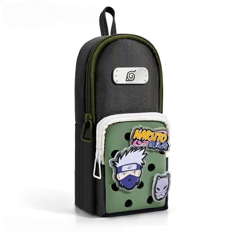 Kakashi Backpack Pencil Case Large Capacity Removable Charms Durable Oxford Fabric for Students Perfect for School Supplies