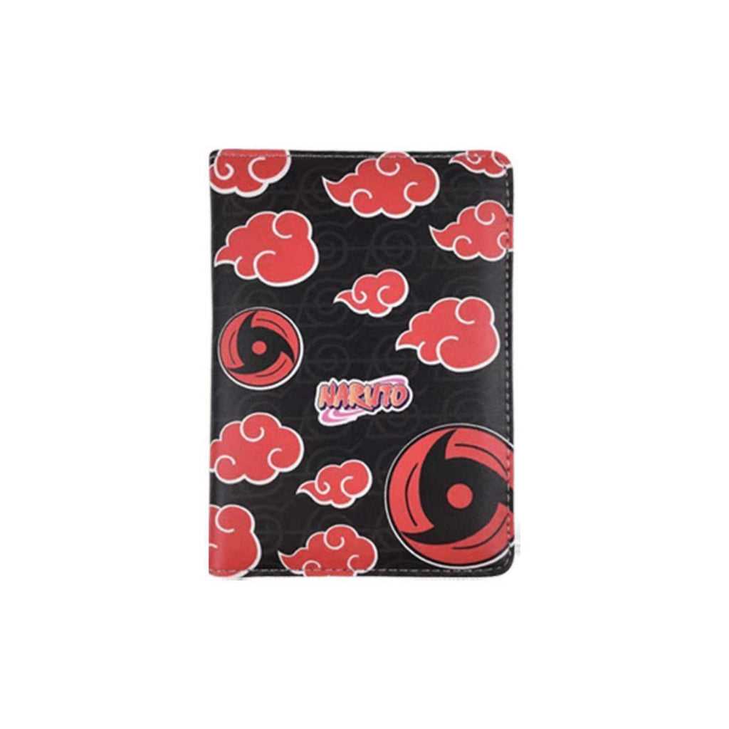 Akatsuki Cloud Wallet Sharingan Print PU Leather Purse Anime Card Holder & Pencil Case Set with Red Clouds and Star Design