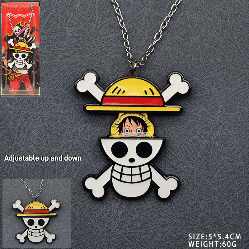 Luffy/Zoro Adjustable Anime Necklace & Keychain Set - Collectible Jewelry for Pirates Fans