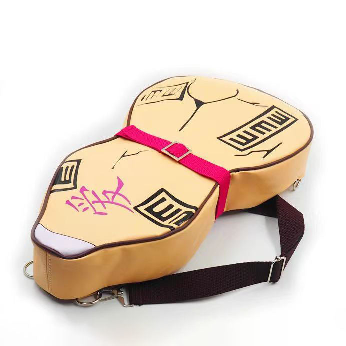 Gaara Gourd Backpack Anime Cosplay Shoulder Bag Otaku Collectible Accessory with Pink Buckle and Unique Design