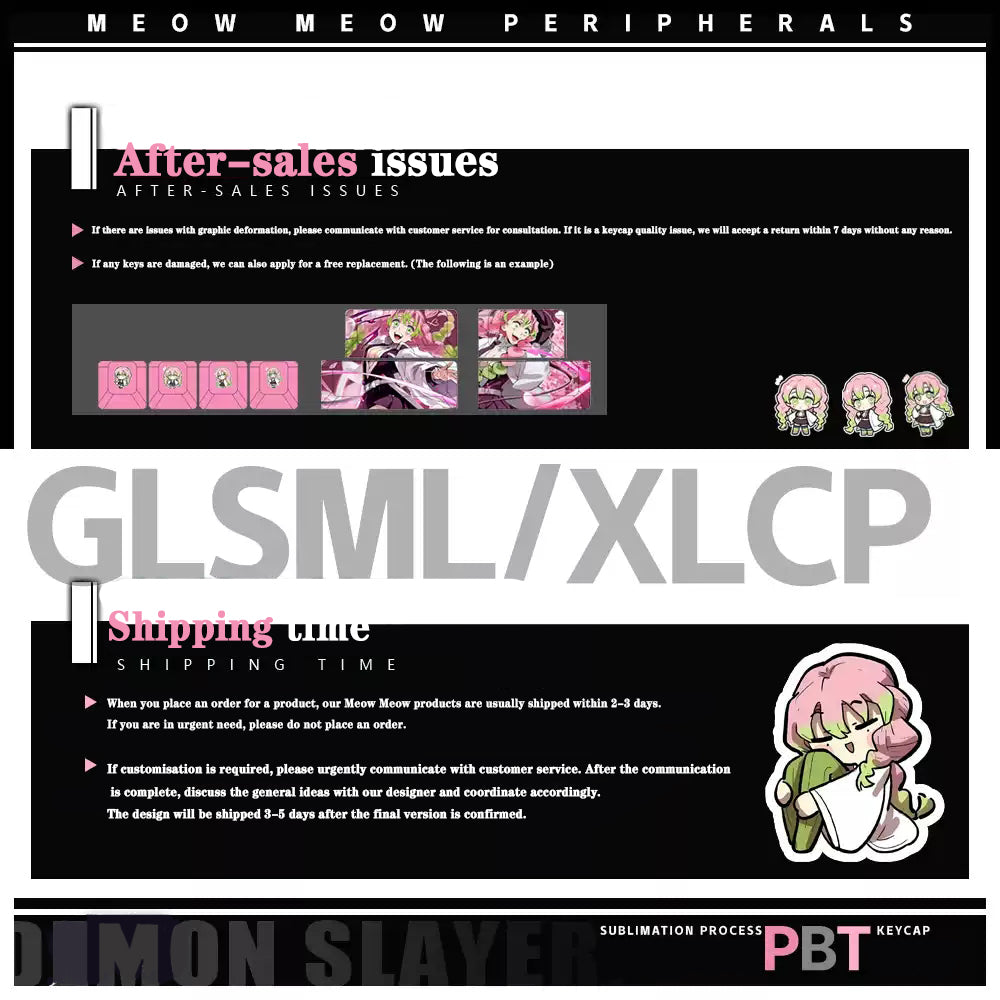 Kanroji Mitsuri Keycaps 122 PBT Sublimation Keycap Set for Mechanical Keyboard with Detailed Display and Single Keycap Option