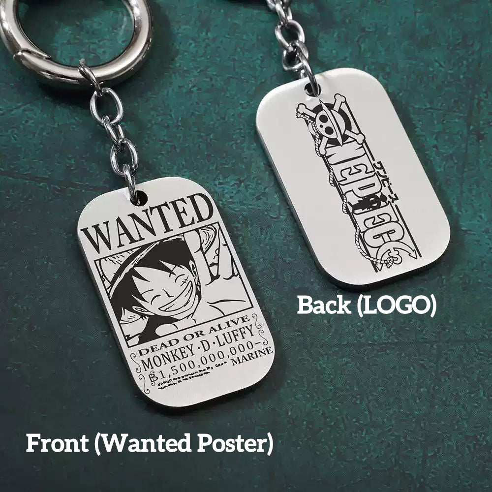 Luffy/Zoro/Sanji Wanted Keychain with Braided Strap & Multi-Tool Knife