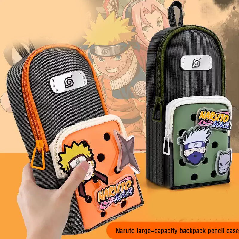 Kakashi Backpack Pencil Case Large Capacity Removable Charms Durable Oxford Fabric for Students Perfect for School Supplies