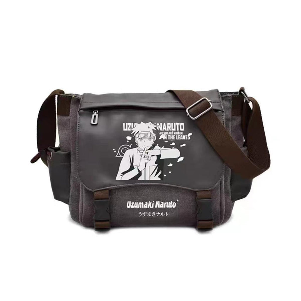 Uzumaki Naruto & Sasuke Uchiha Vintage Canvas Messenger Bag | Adjustable Strap Crossbody Shoulder Bag