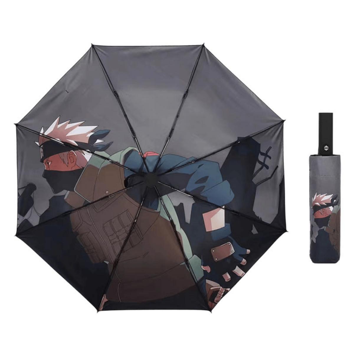 Sasuke/Kakashi/Itachi Anime Umbrella Windproof Waterproof Folding Umbrella with Character Print Rain Gear for Ninja Fans