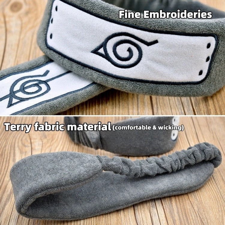 Leaf Village Headband Terry Cloth Sweat-Absorbent Hair Band Anime Cosplay Accessory with Unique Eye Design