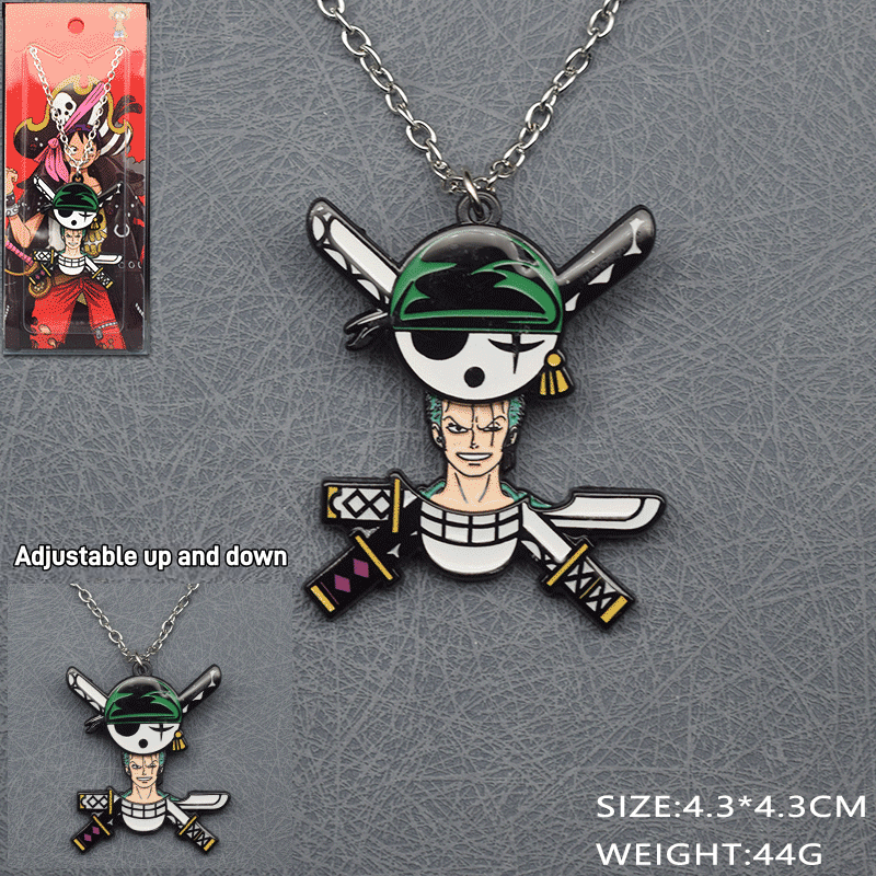 Luffy/Zoro Adjustable Anime Necklace & Keychain Set - Collectible Jewelry for Pirates Fans
