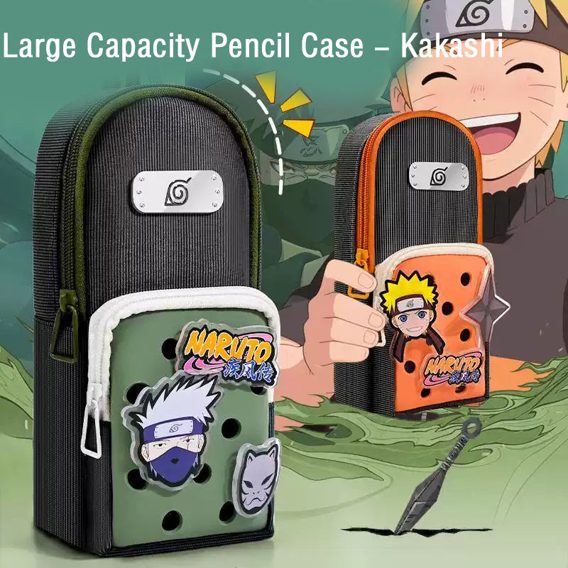 Kakashi Backpack Pencil Case Large Capacity Removable Charms Durable Oxford Fabric for Students Perfect for School Supplies