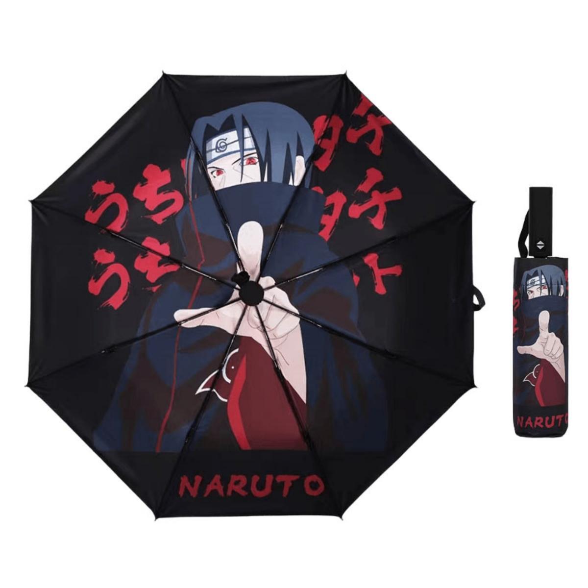 Sasuke/Kakashi/Itachi Anime Umbrella Windproof Waterproof Folding Umbrella with Character Print Rain Gear for Ninja Fans