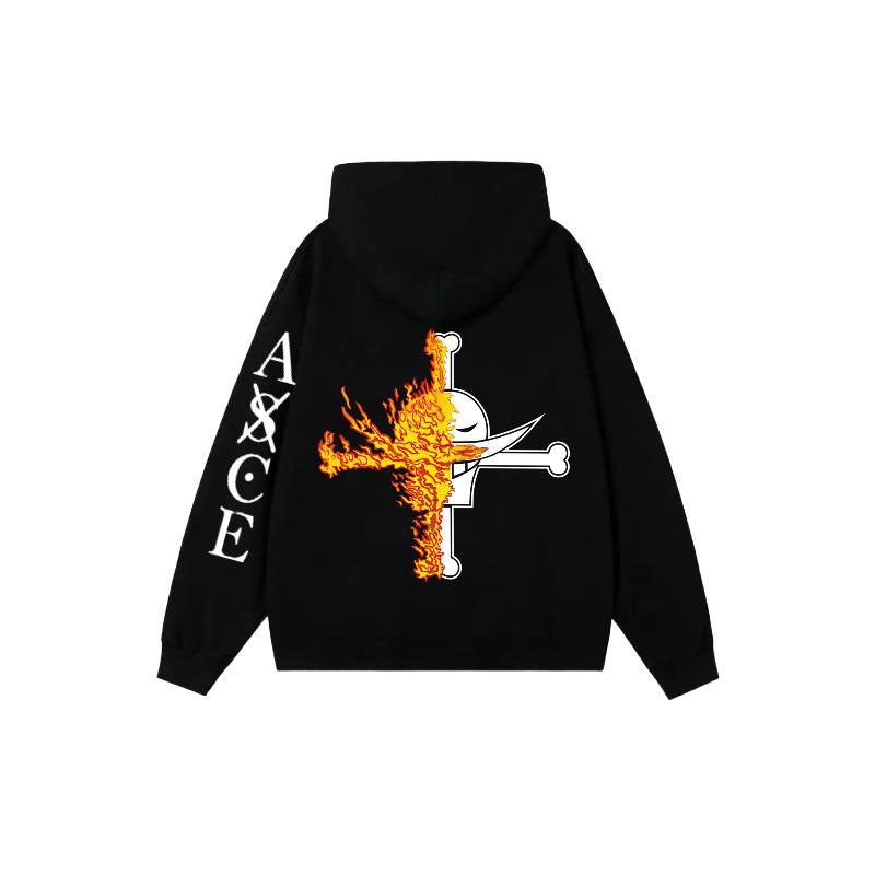 Ace Flame Fruit Hoodie Oversized Anime Print Pullover Cozy Streetwear for Fans Comfortable & Stylish