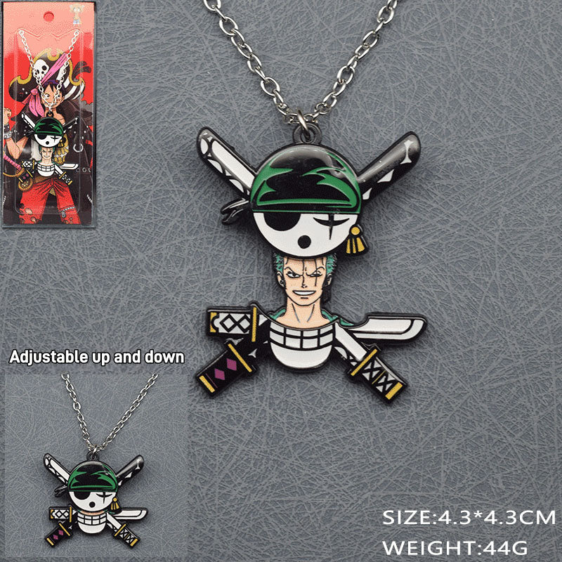 Luffy/Zoro Adjustable Anime Necklace & Keychain Set - Collectible Jewelry for Pirates Fans
