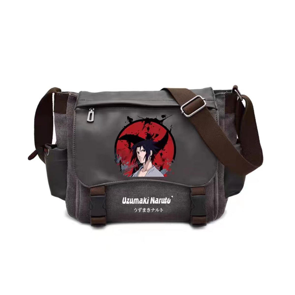Uzumaki Naruto & Sasuke Uchiha Vintage Canvas Messenger Bag | Adjustable Strap Crossbody Shoulder Bag
