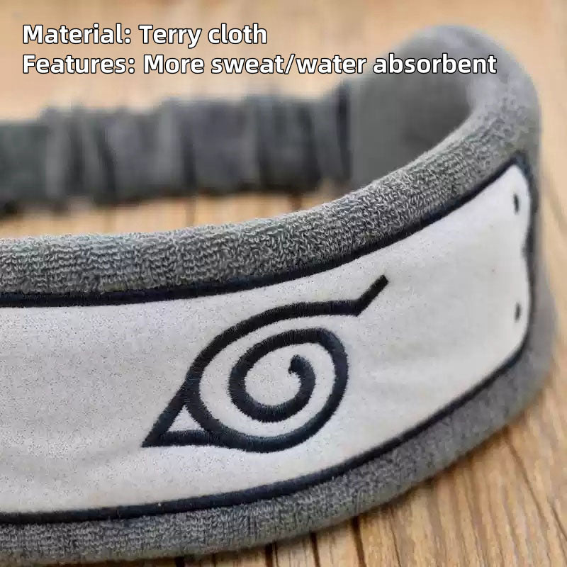 Leaf Village Headband Terry Cloth Sweat-Absorbent Hair Band Anime Cosplay Accessory with Unique Eye Design