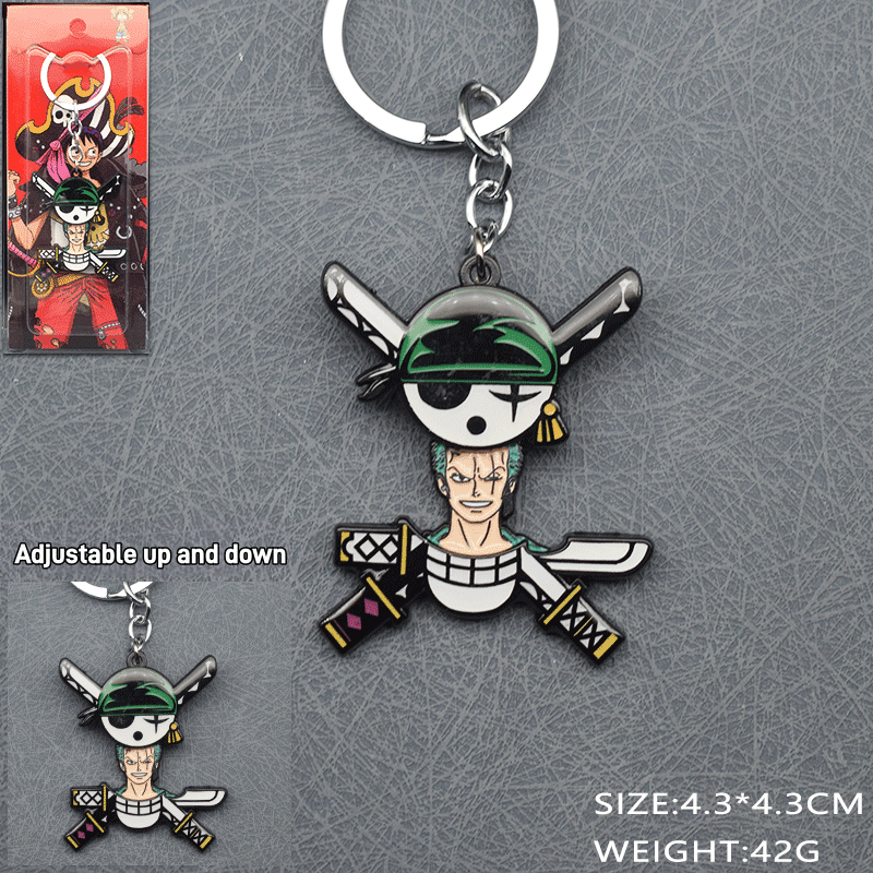 Luffy/Zoro Adjustable Anime Necklace & Keychain Set - Collectible Jewelry for Pirates Fans