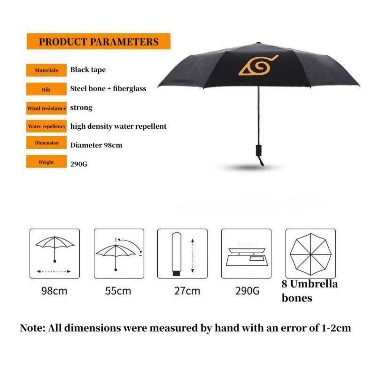 Sasuke/Kakashi/Itachi Anime Umbrella Windproof Waterproof Folding Umbrella with Character Print Rain Gear for Ninja Fans