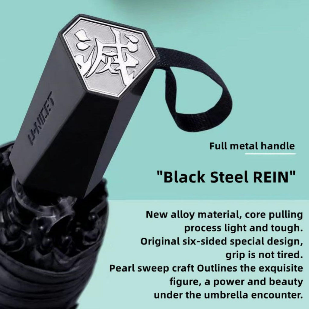 Tanjiro/Nezuko Foldable Umbrella with Character Print Full Metal Handle Anime Rain Gear for Fans