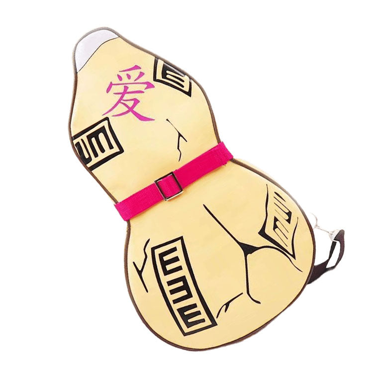 Gaara Gourd Backpack Anime Cosplay Shoulder Bag Otaku Collectible Accessory with Pink Buckle and Unique Design