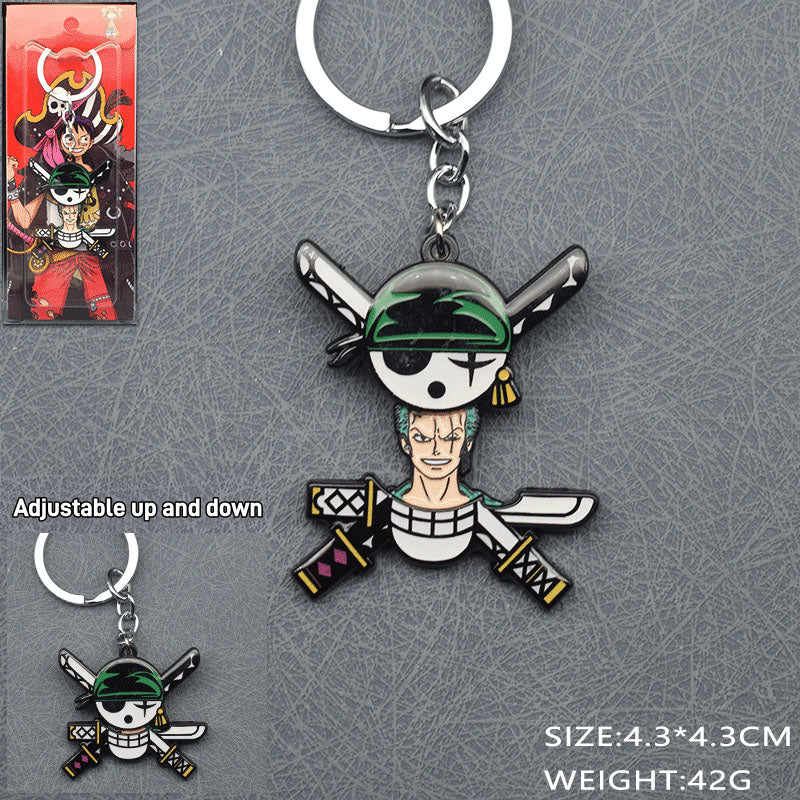Luffy/Zoro Adjustable Anime Necklace & Keychain Set - Collectible Jewelry for Pirates Fans