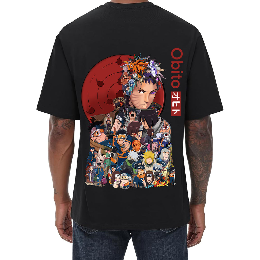 Uchiha Obito Fire Shadow Ninja Cool and Trendy Loose Short-Sleeved T-shirt
