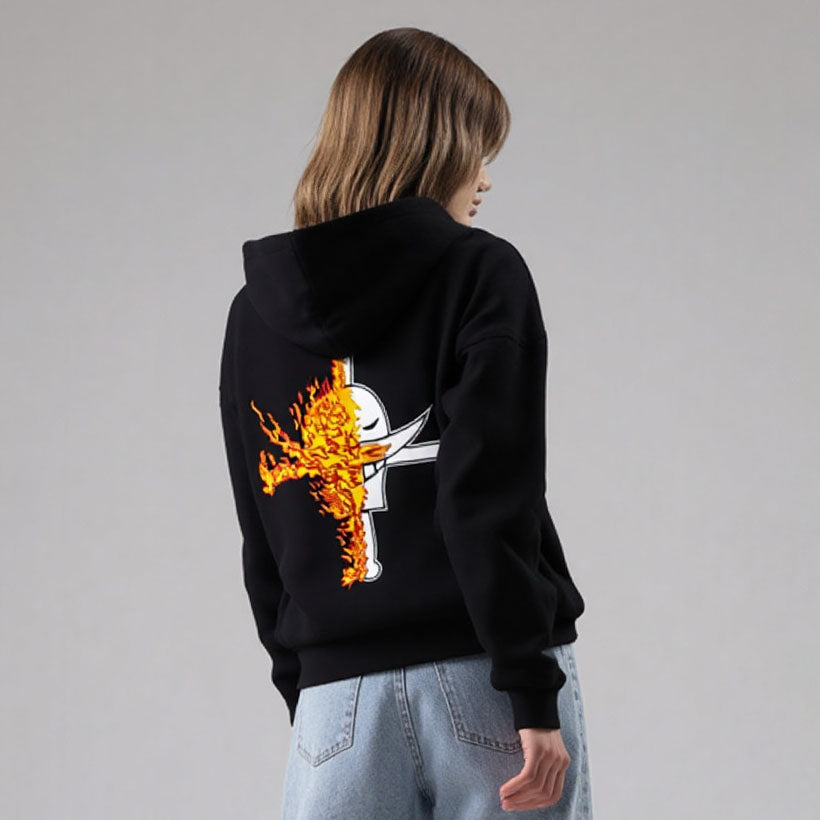 Ace Flame Fruit Hoodie Oversized Anime Print Pullover Cozy Streetwear for Fans Comfortable & Stylish