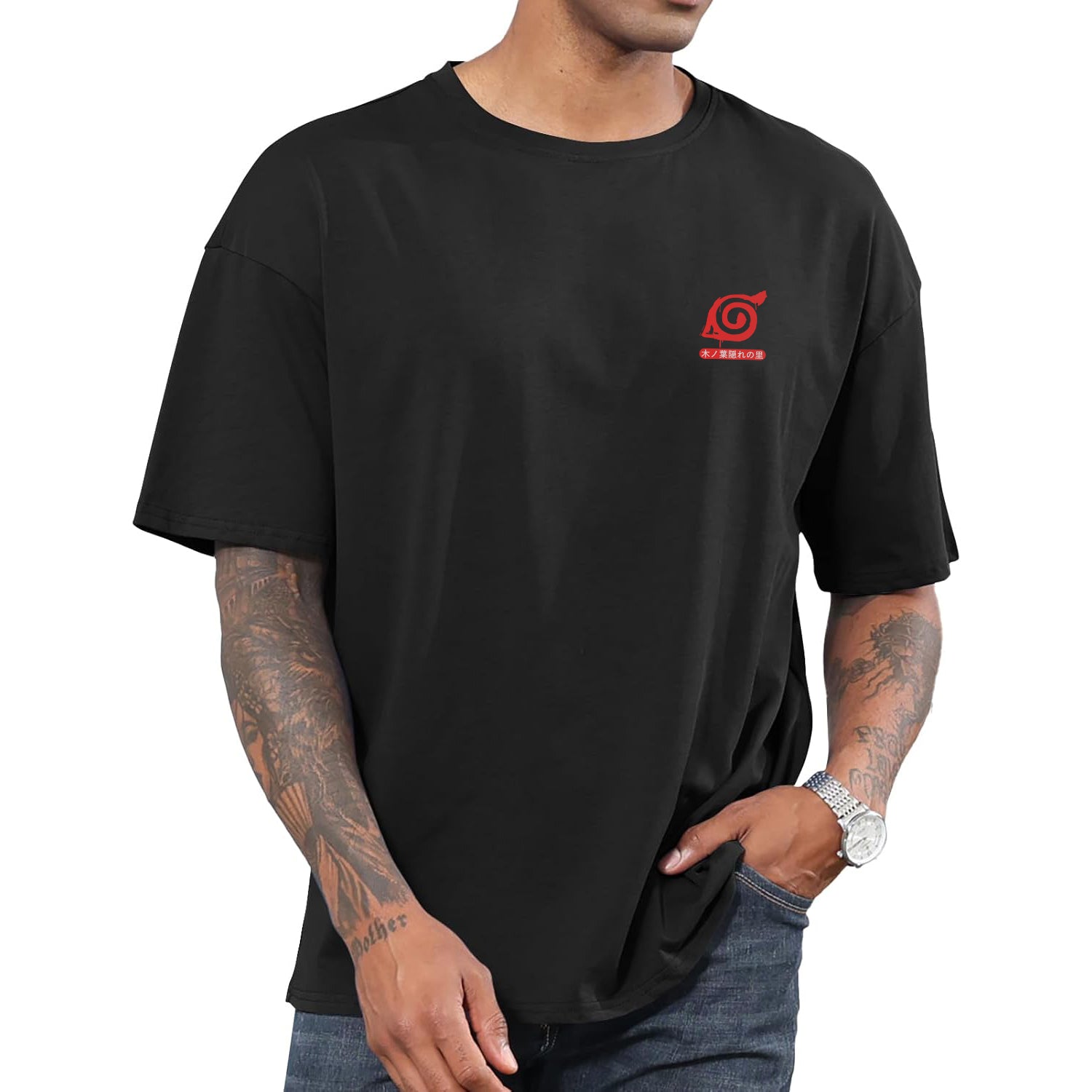 Uchiha Obito Fire Shadow Ninja Cool and Trendy Loose Short-Sleeved T-shirt