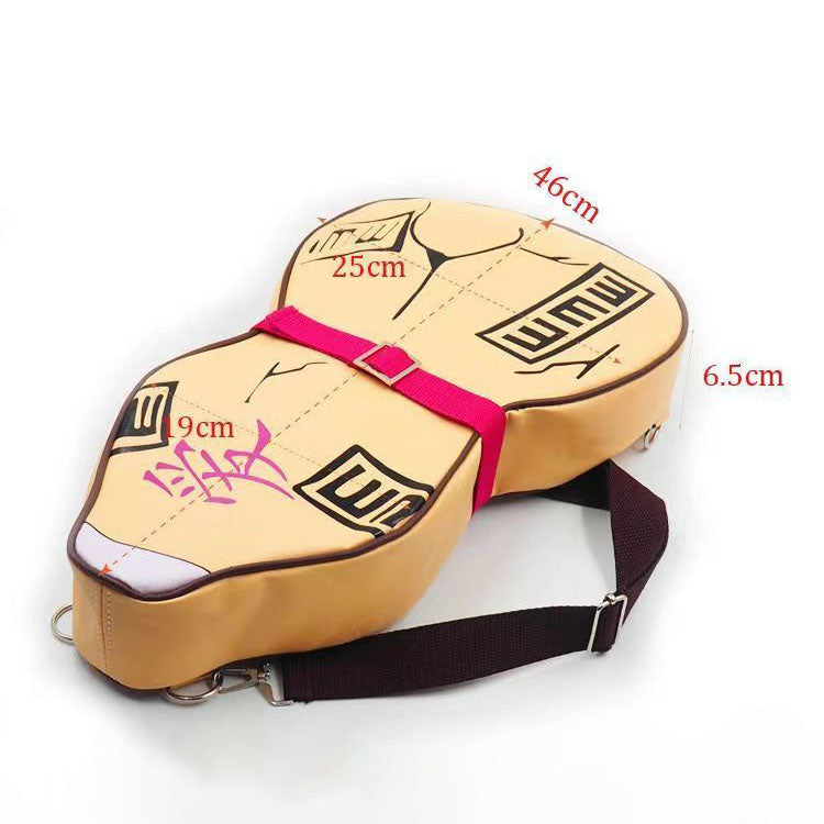 Gaara Gourd Backpack Anime Cosplay Shoulder Bag Otaku Collectible Accessory with Pink Buckle and Unique Design