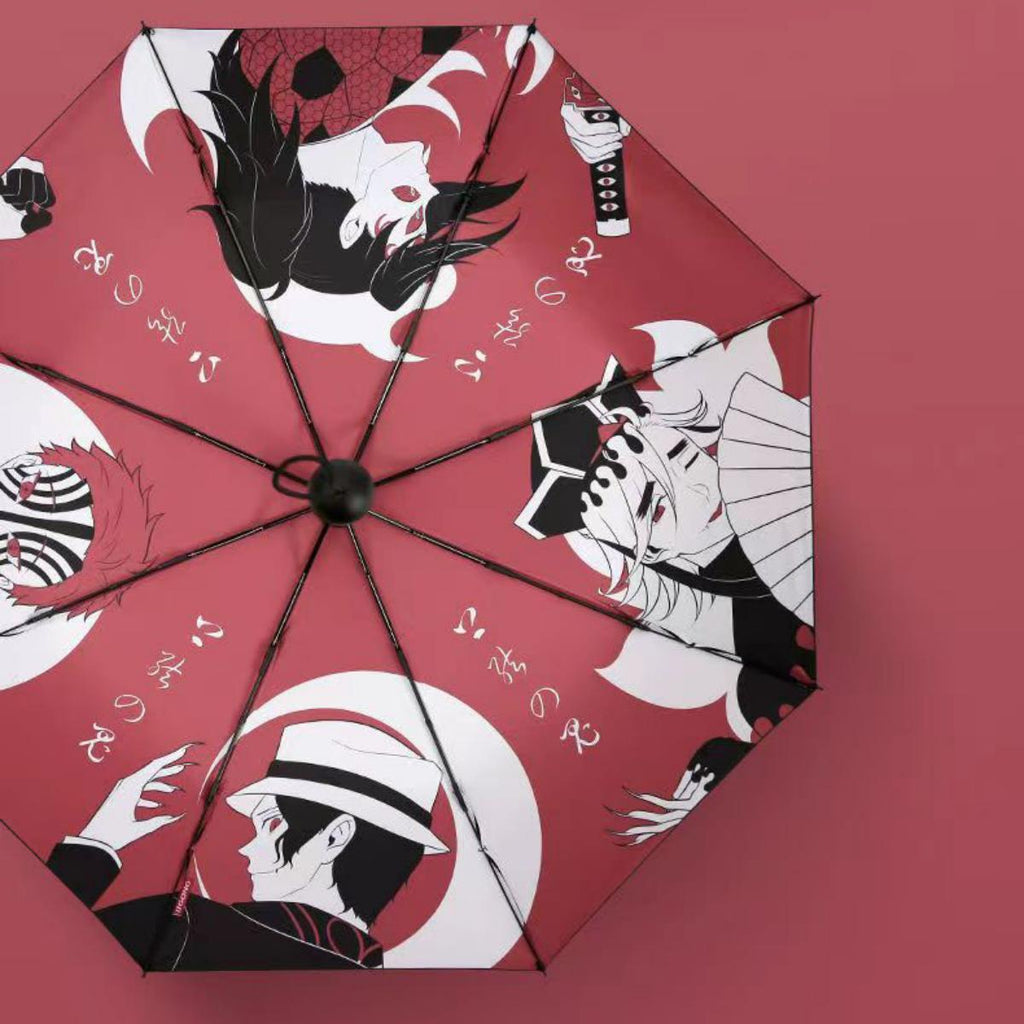 Tanjiro/Nezuko Foldable Umbrella with Character Print Full Metal Handle Anime Rain Gear for Fans