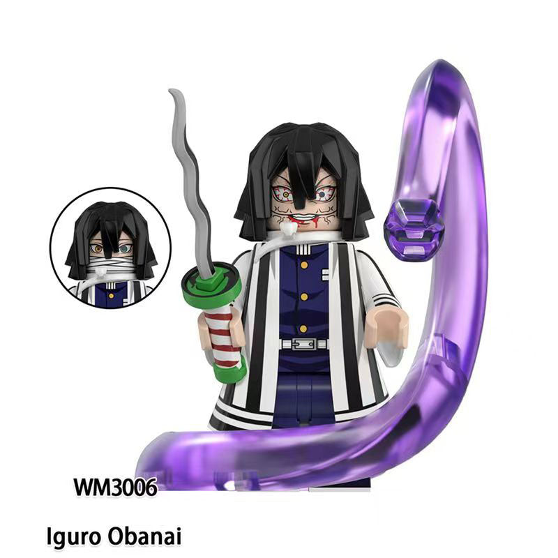 Tanjiro/Zenitsu/Inosuke Anime Minifigures Lego Compatible Blocks with Flame Water Effects Otaku Collectibles Featuring